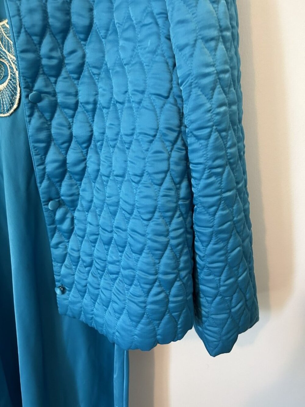 MISS DIOR Nightgown Set Blue Green Jacket Sz. M Pajamas Medium Set Dress Vintage - Picture 6 of 16